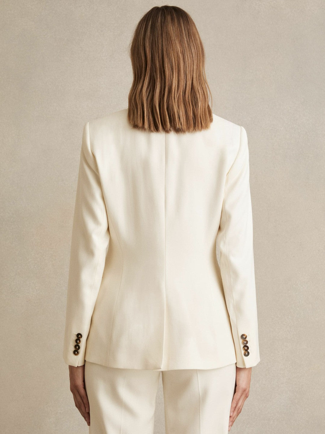 Petite Single-Breasted Peak-Lapel Tailored Blazer in Cream | Reiss Women Recommended