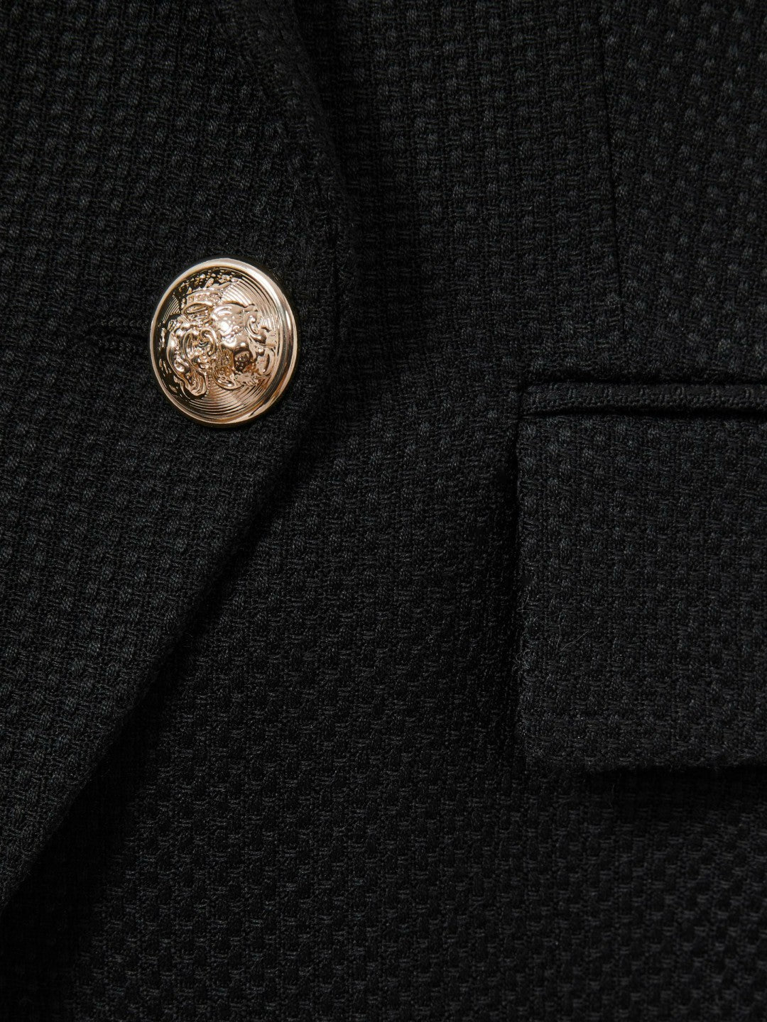 Petite Tailored Fit Textured Double Breasted Blazer in Black | Reiss Women Featured