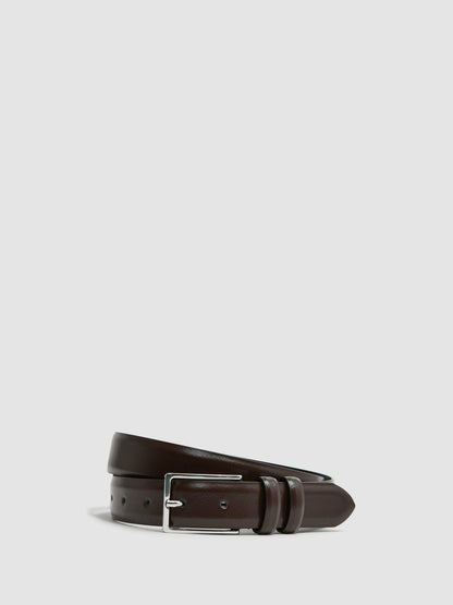 Smooth Leather Belt in Chocolate | Reiss Men Signature