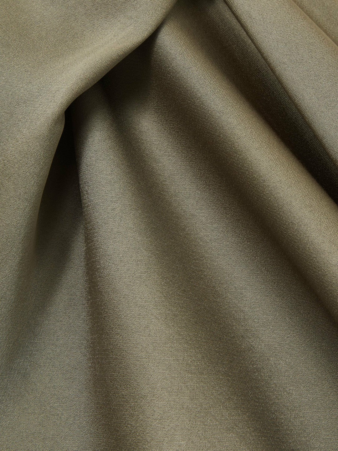 Satin Drape Tuck Midi Dress in Khaki | Reiss Women Trending