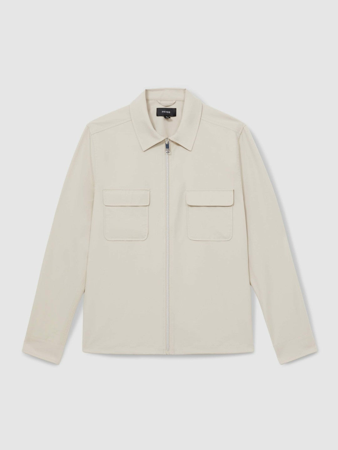 Technical Zip-Through Overshirt in Stone | Reiss Men Signature