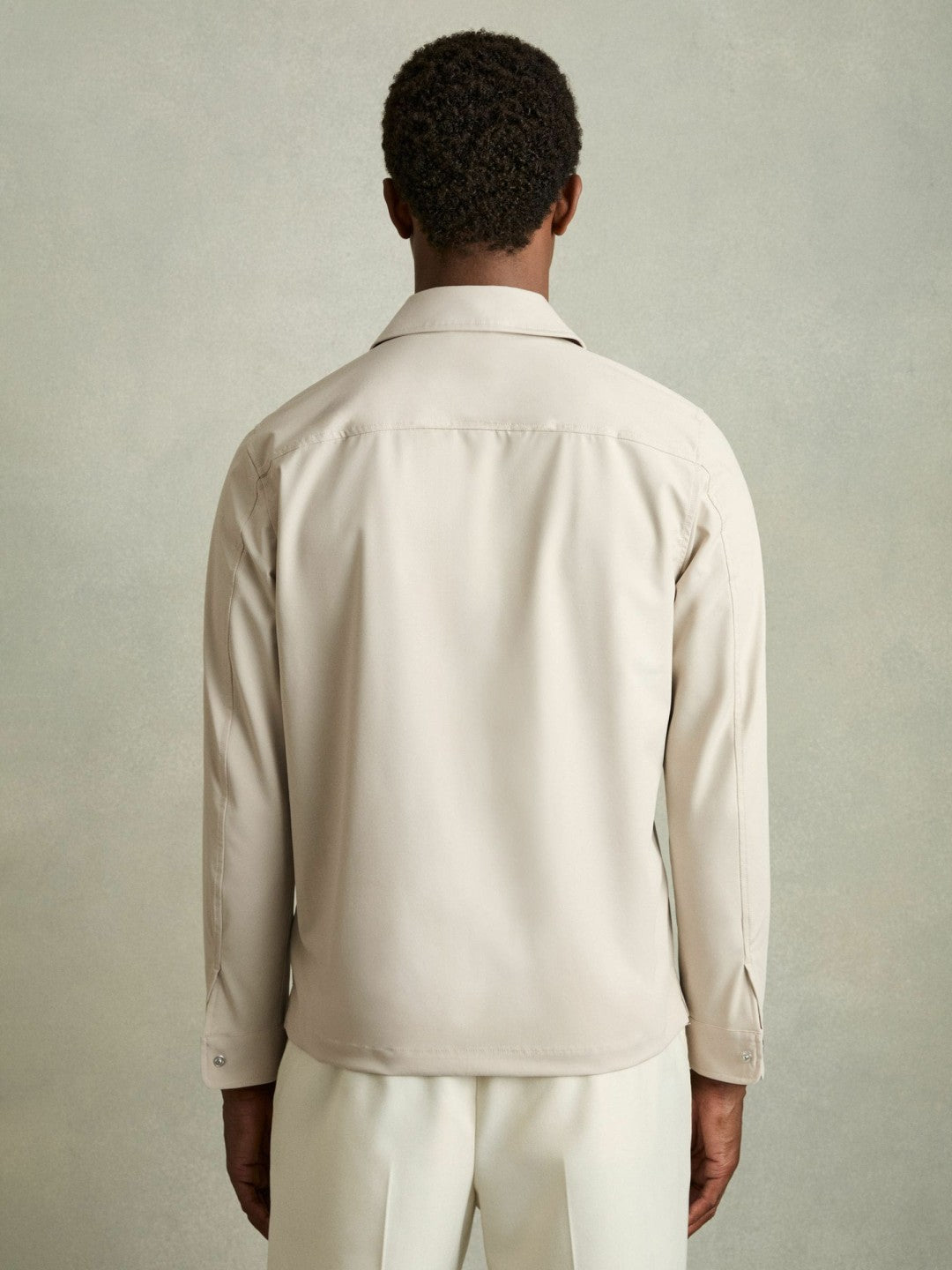 Technical Zip-Through Overshirt in Stone | Reiss Men Signature