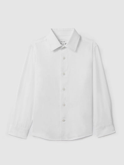 9-13 yrs Slim-Fit Cotton Shirt in White | Reiss Children & Baby Exclusive