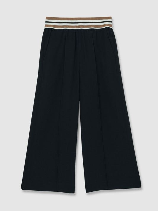 13-14 yrs Stripe-Waistband Wide-Leg Trousers in Navy | Reiss Children & Baby Popular