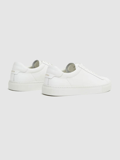 Leather Low-Top Trainers in White | Reiss Men Featured