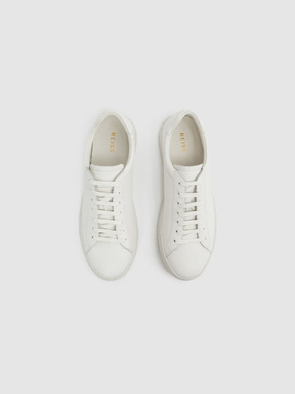 Leather Low-Top Trainers in White | Reiss Men Featured