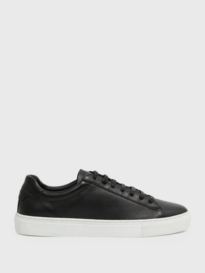 Leather Low-Top Trainers in Black | Reiss Men Popular