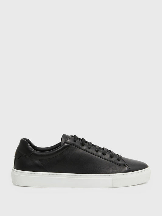 Leather Low-Top Trainers in Black | Reiss Men Popular