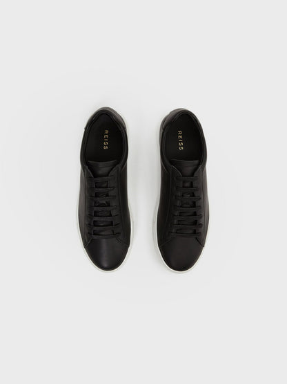 Leather Low-Top Trainers in Black | Reiss Men Popular