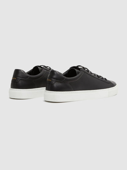 Leather Low-Top Trainers in Black | Reiss Men Popular
