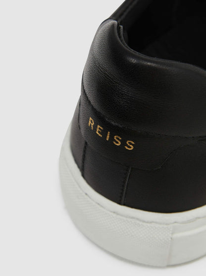 Leather Low-Top Trainers in Black | Reiss Men Popular
