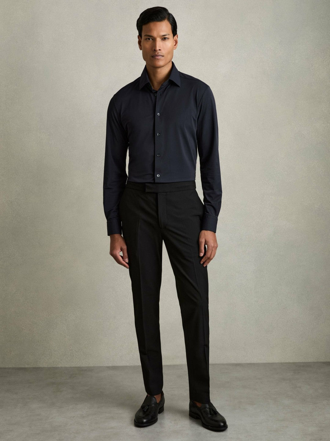 Long-Sleeve Travel Shirt in Navy | Reiss Men New