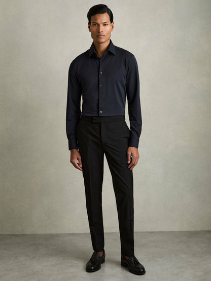 Long-Sleeve Travel Shirt in Navy | Reiss Men New