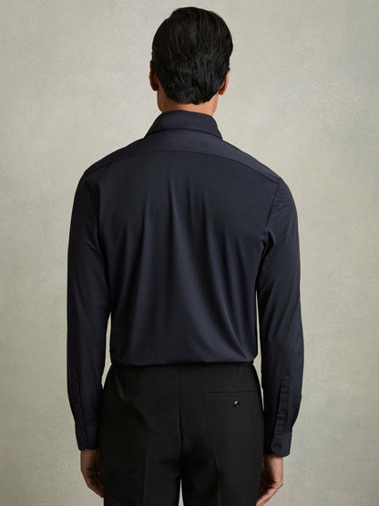 Long-Sleeve Travel Shirt in Navy | Reiss Men New