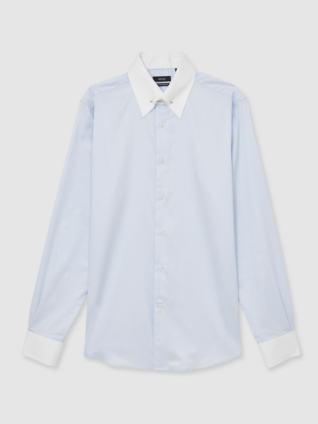 Regular-Fit Cotton Pin-Collar Shirt in Contrast S Blue | Reiss Men Featured