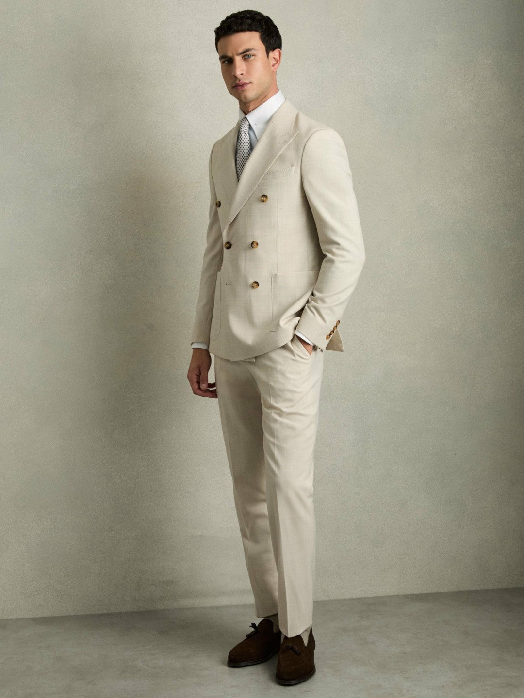 Regular-Fit Cotton Pin-Collar Shirt in Contrast S Blue | Reiss Men Featured