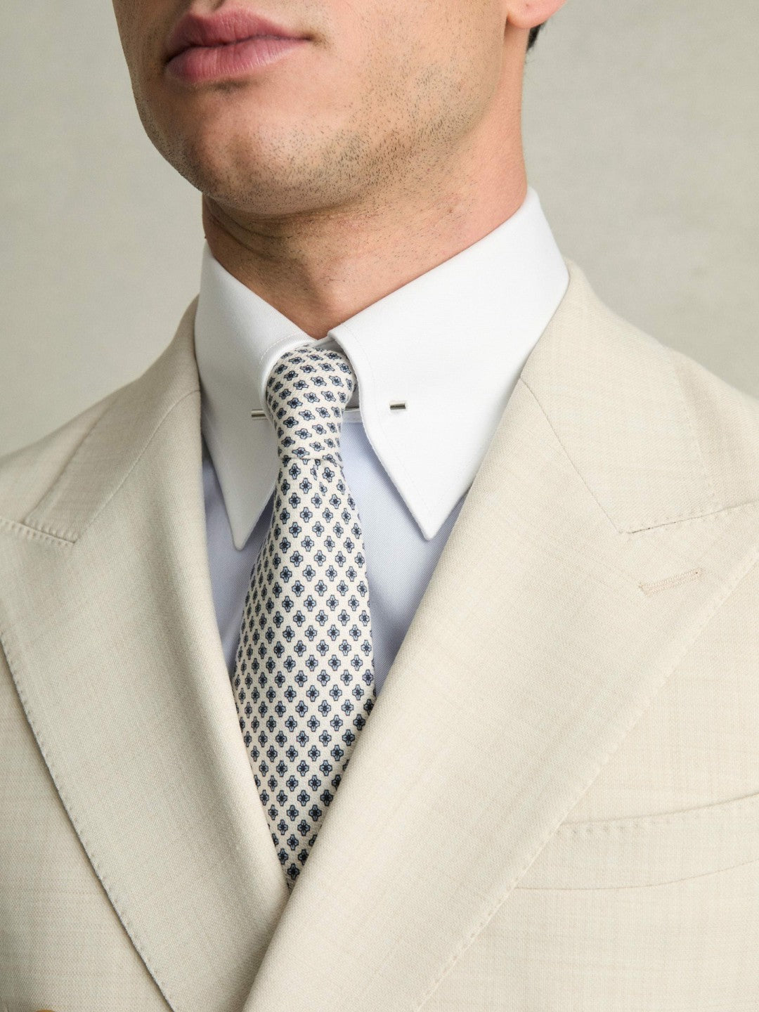 Regular-Fit Cotton Pin-Collar Shirt in Contrast S Blue | Reiss Men Featured