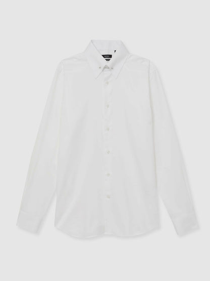 Regular-Fit Cotton Pin-Collar Shirt in White | Reiss Men Recommended