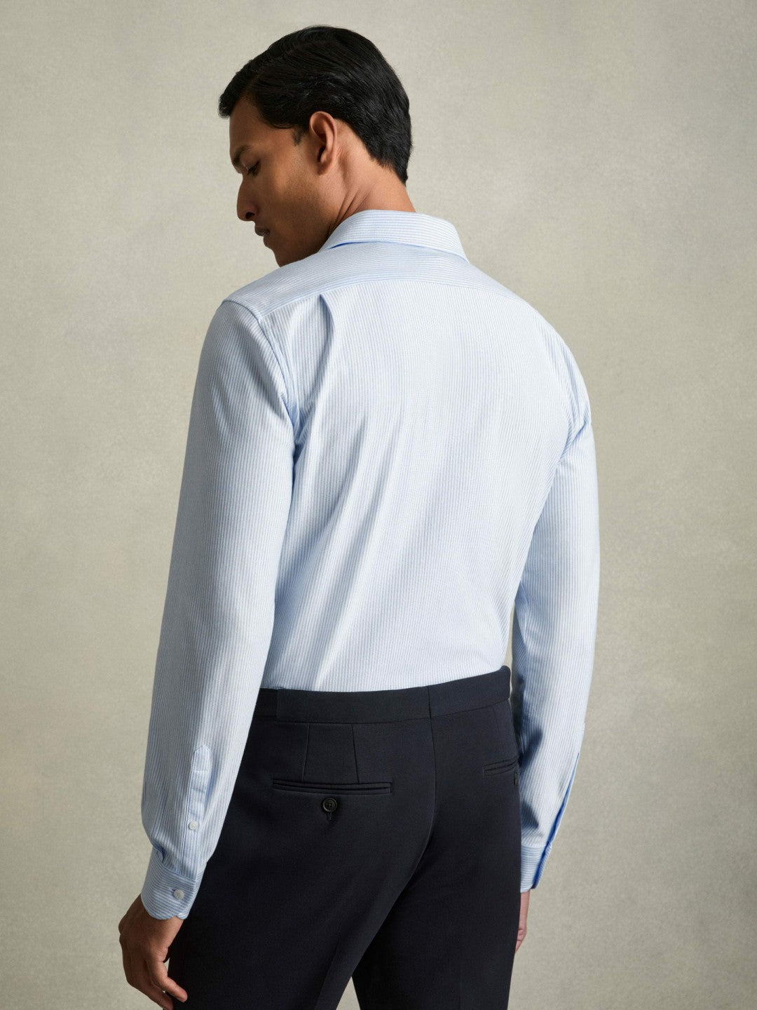 Cotton-Blend Cutaway-Collar Striped Shirt in Blue Stripe | Reiss Men Trending