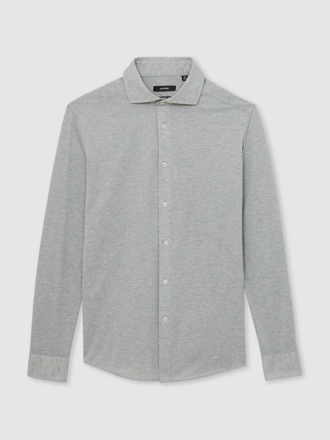 Cotton-Blend Jersey Cutaway-Collar Shirt in Grey Melange | Reiss Men Trending