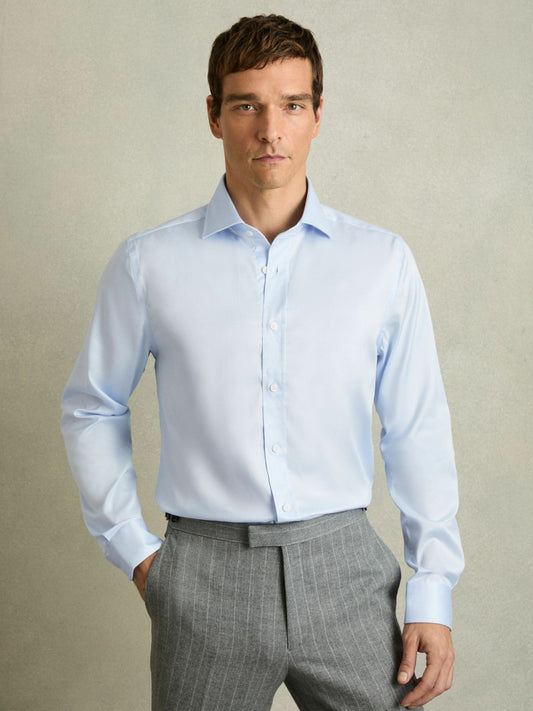 Regular Fit Shirt in Soft Blue | Reiss Men Signature