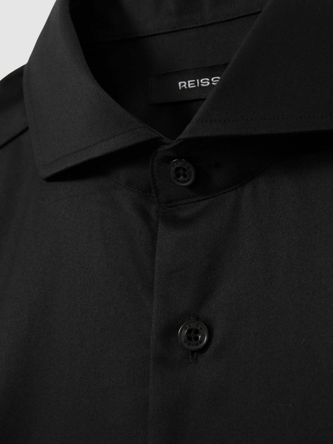 Regular Fit Slim-Fit Cotton Double-Cuff Shirt in Black | Reiss Men Popular