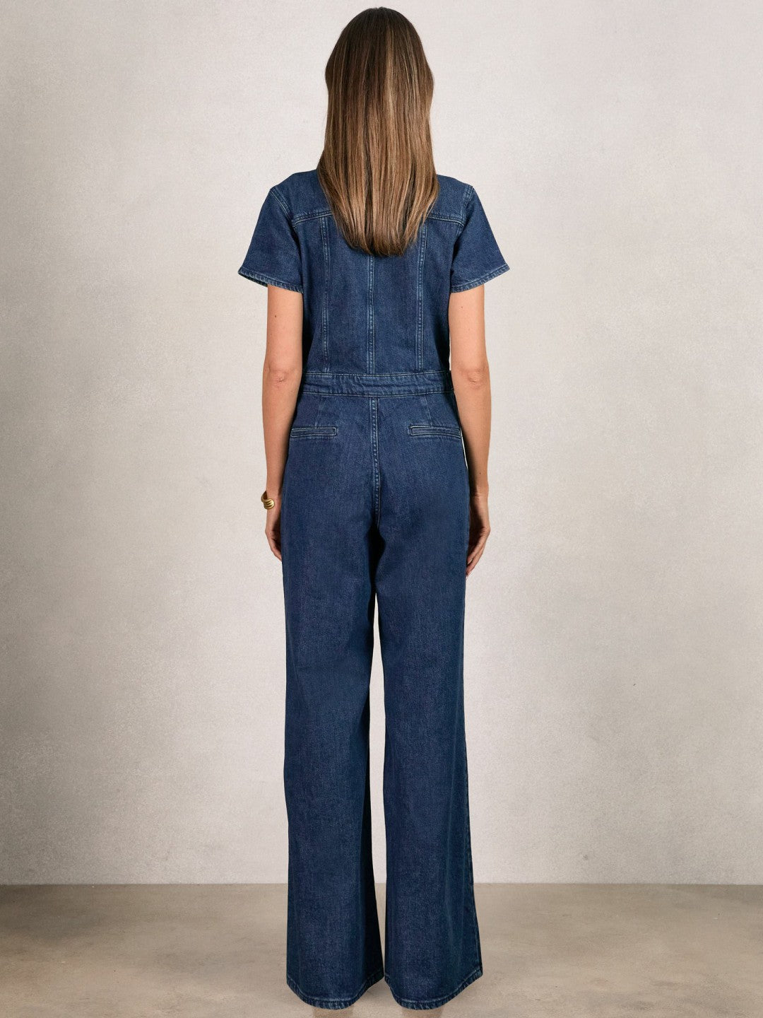 Good American Wide-Leg Denim Jumpsuit in Dark Indigo | Reiss Women Best Seller