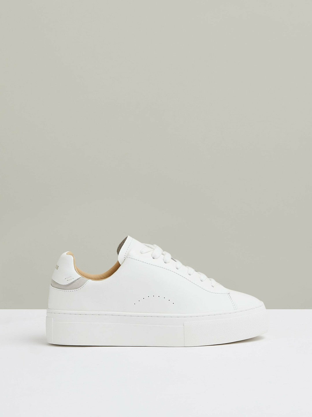 Leather Low-Top Trainers in White | Reiss Women Best Seller