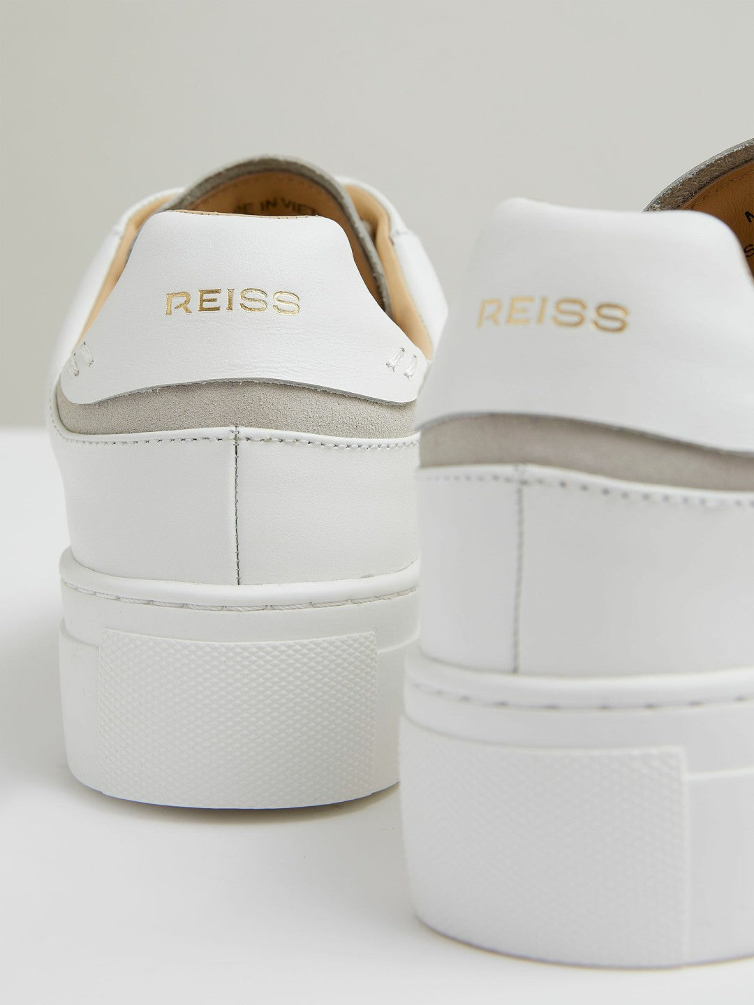 Leather Low-Top Trainers in White | Reiss Women Best Seller