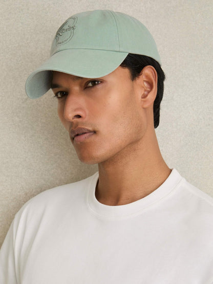Cotton Logo-Embroidered Baseball Cap in Washed Green | Reiss Men Exclusive
