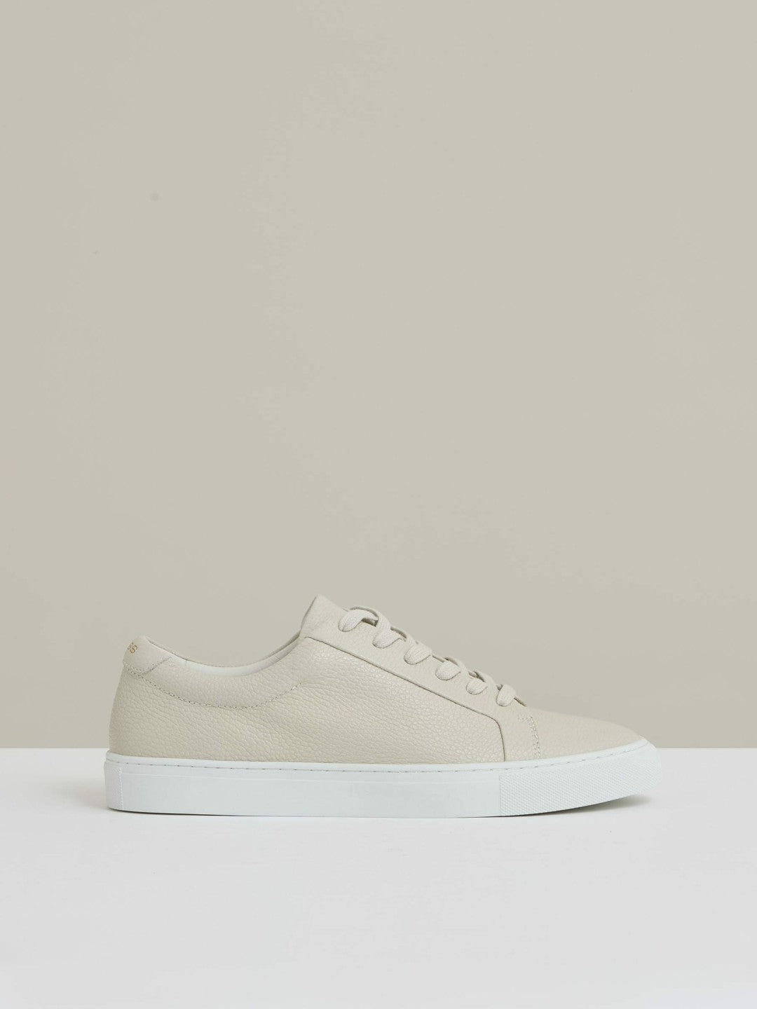 Tumbled-Leather Low-Top Trainers in Off White | Reiss Men New