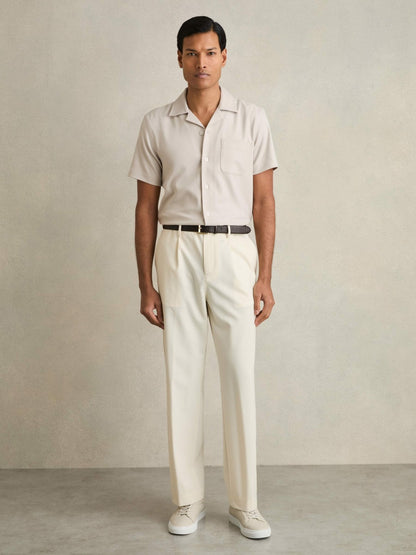 Tumbled-Leather Low-Top Trainers in Off White | Reiss Men New