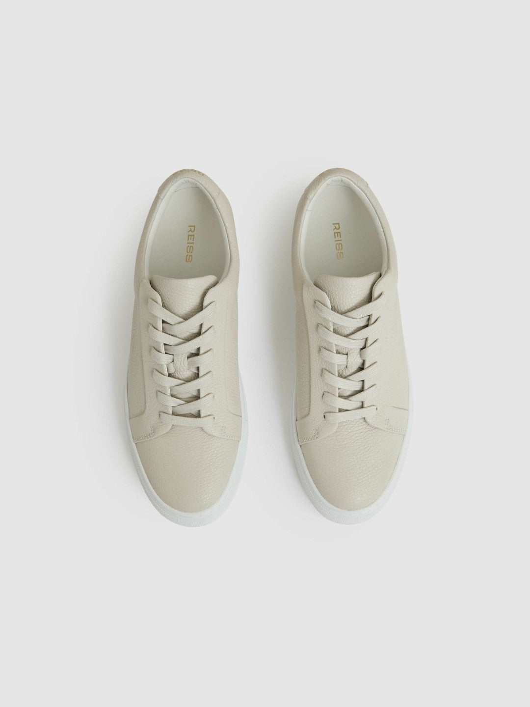 Tumbled-Leather Low-Top Trainers in Off White | Reiss Men New