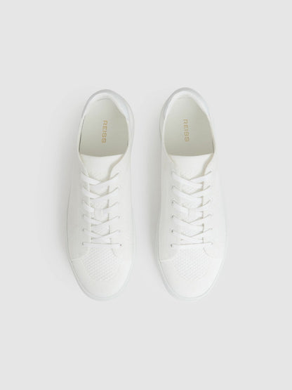 Knitted Low-Top Trainers in White | Reiss Men Signature