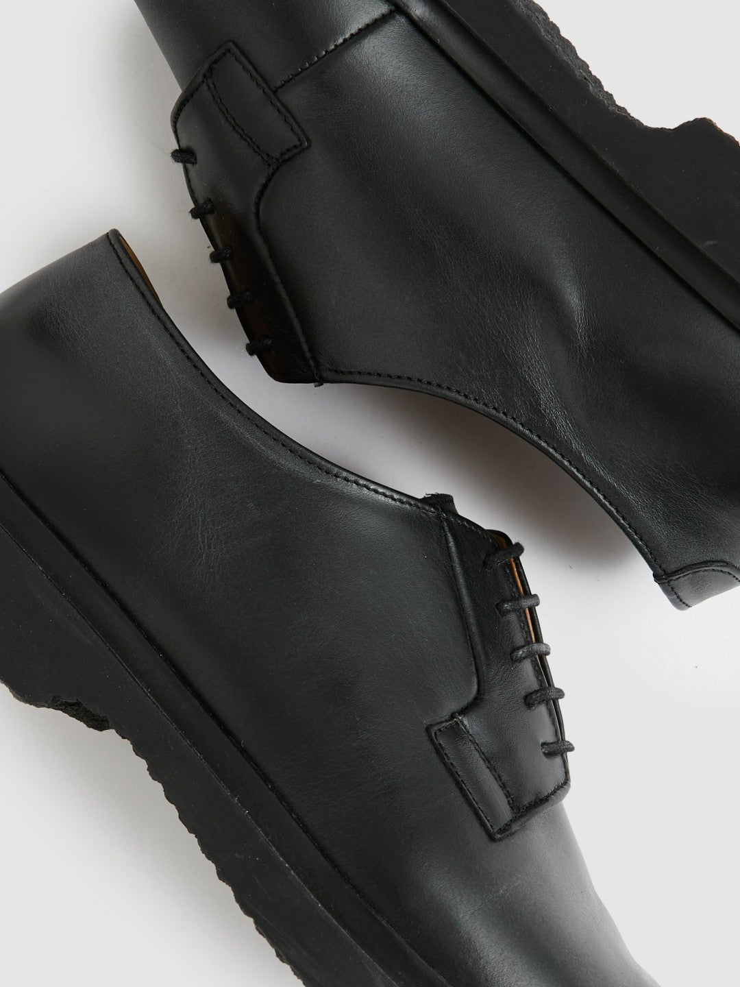 Leather Lace-Up Derby Shoes in Black | Reiss Men Featured