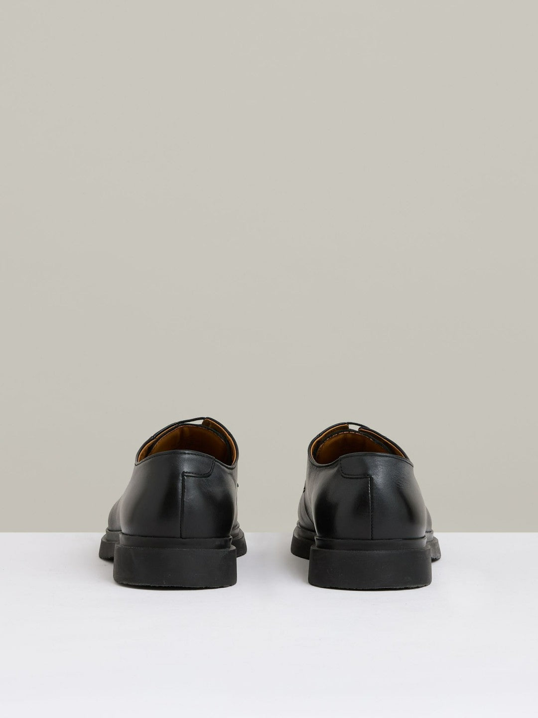 Leather Lace-Up Derby Shoes in Black | Reiss Men Featured