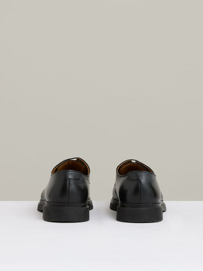 Leather Lace-Up Derby Shoes in Black | Reiss Men Featured