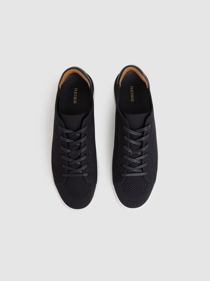Knitted Low-Top Trainers in Navy | Reiss Men Featured