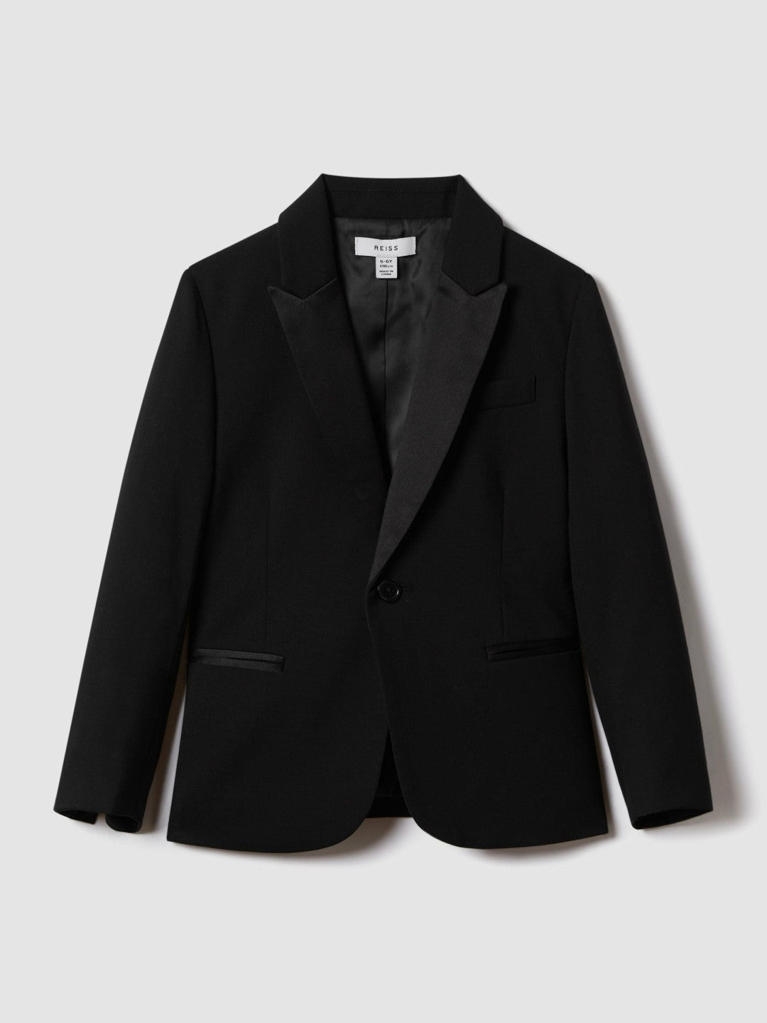 Wool-Blend Double-Breasted Tuxedo Jacket in Black | Reiss Children & Baby Featured