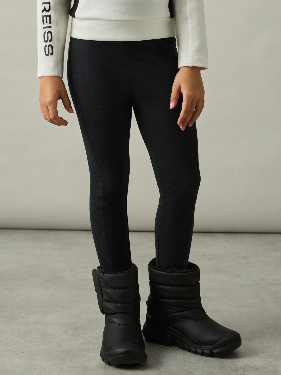 4-9 yrs Stretch Logo Print Leggings in Black | Reiss Children & Baby Exclusive