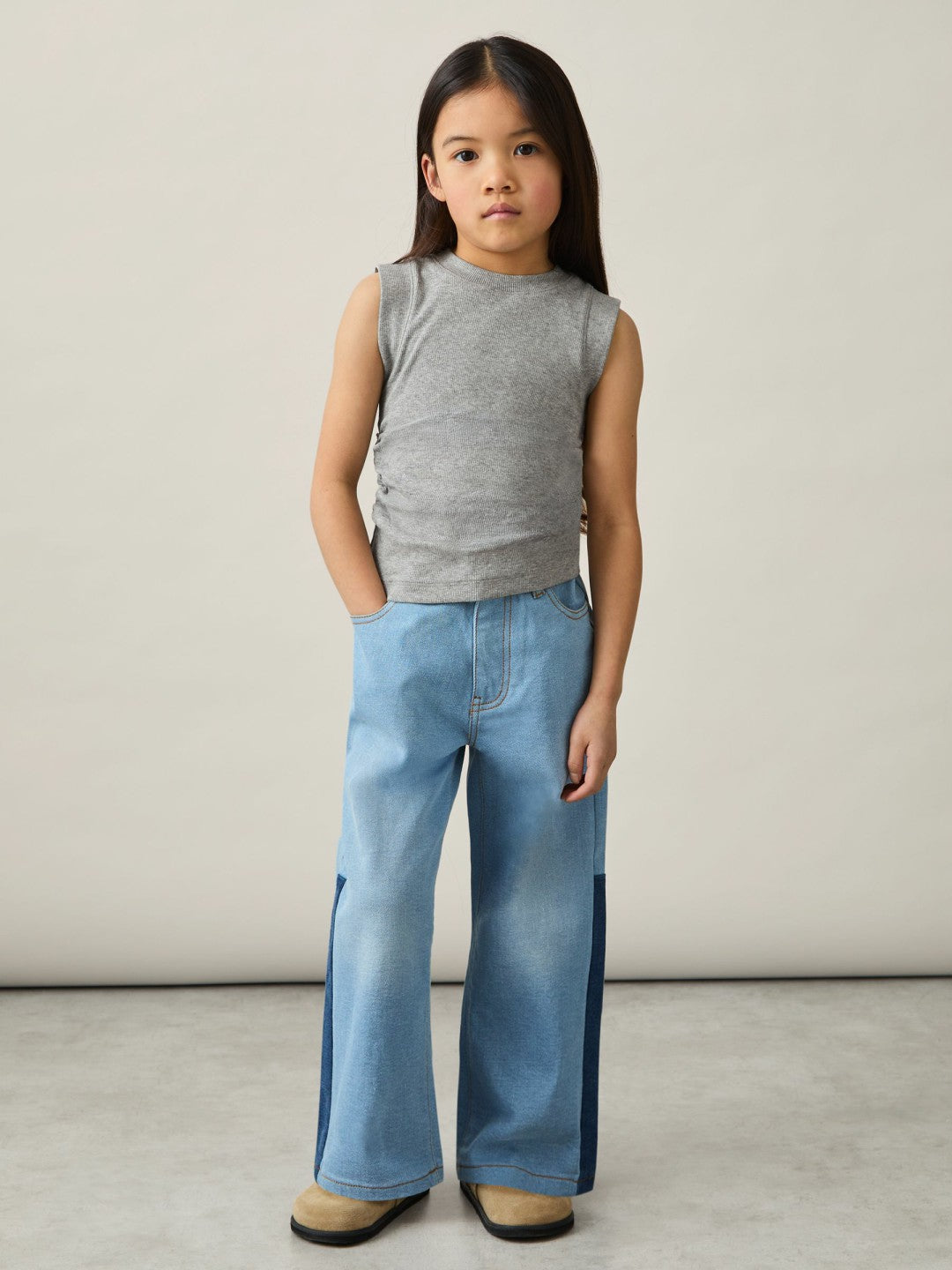 9-13 yrs Ruched Vest Top in Grey | Reiss Children & Baby Recommended