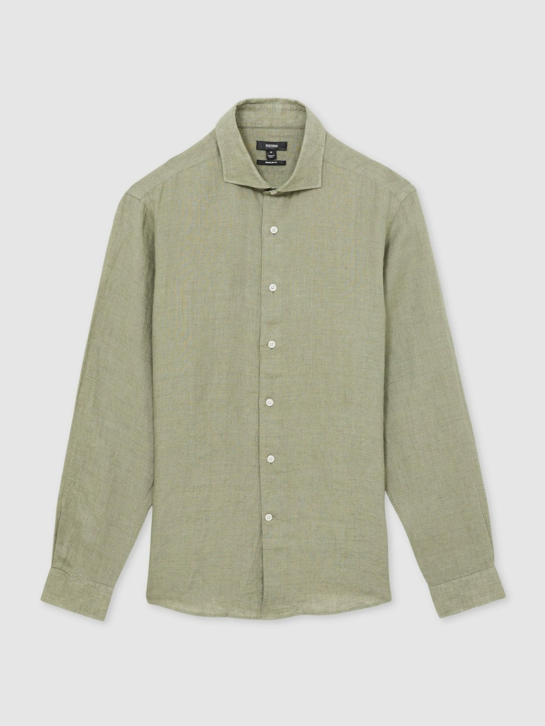 Linen Button-Through Shirt in Thyme Green | Reiss Men Best Seller