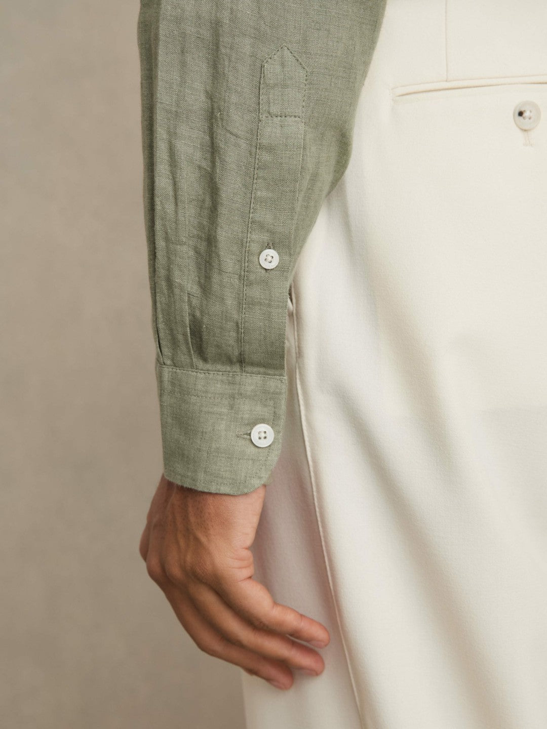 Linen Button-Through Shirt in Thyme Green | Reiss Men Best Seller