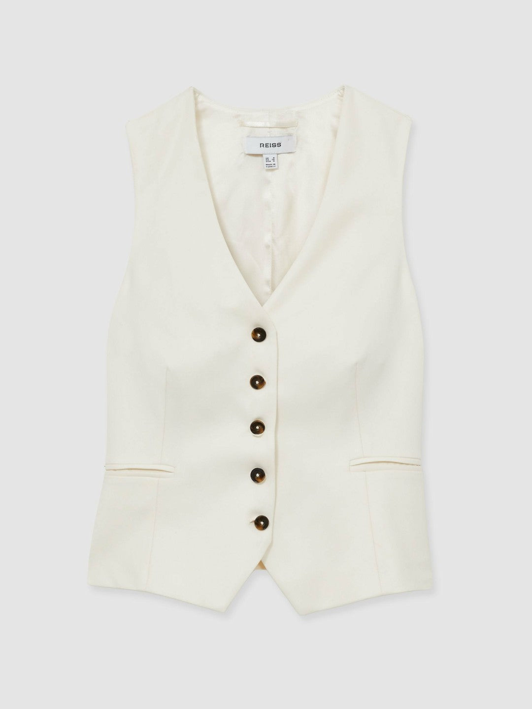 Single Breasted Tailored Waistcoat in Cream | Reiss Women New