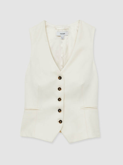 Single Breasted Tailored Waistcoat in Cream | Reiss Women New
