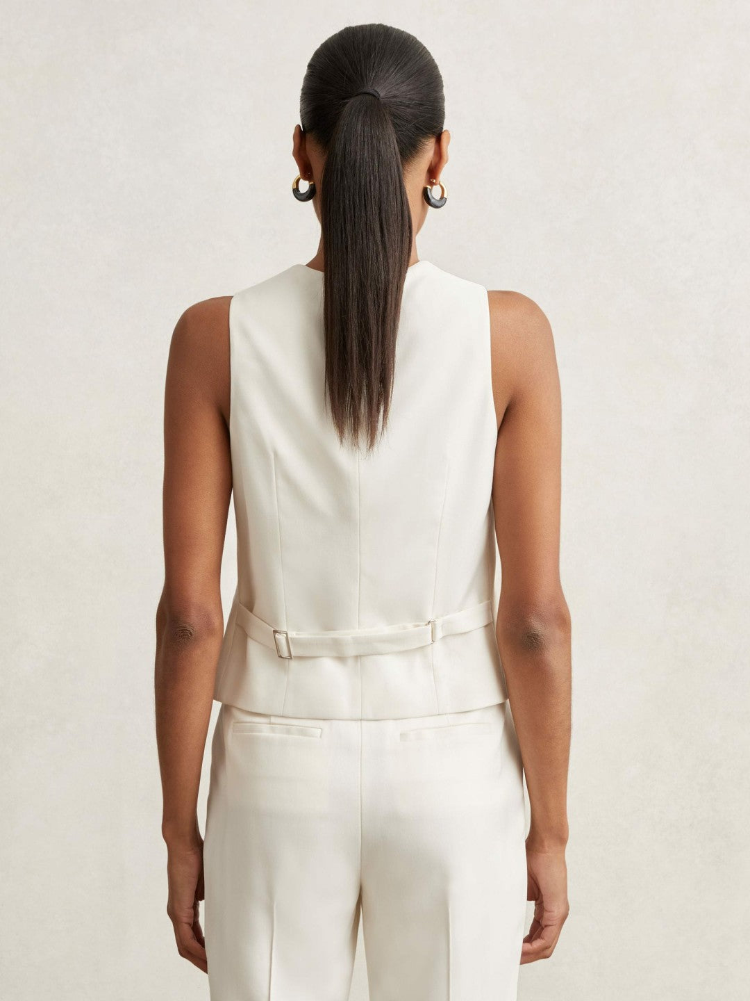 Single Breasted Tailored Waistcoat in Cream | Reiss Women New
