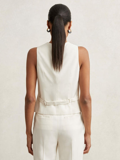 Single Breasted Tailored Waistcoat in Cream | Reiss Women New