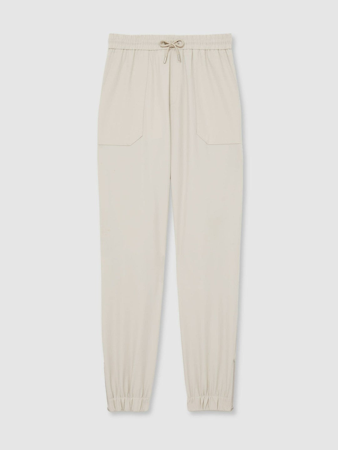 Drawstring Technical Cuffed Trousers in Stone | Reiss Men Recommended