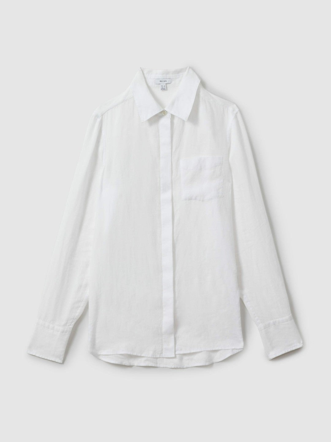 Linen Button-Through Shirt in White | Reiss Women Featured