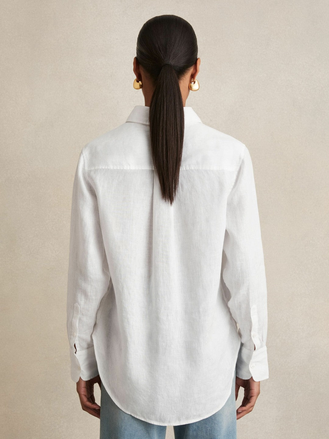 Linen Button-Through Shirt in White | Reiss Women Featured